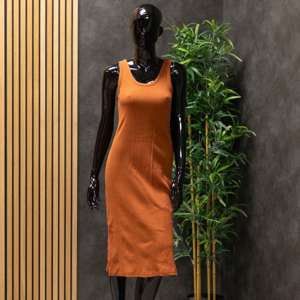 A New Day Burnt Orange Midi Dress, Size XS